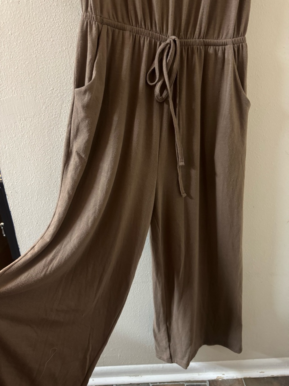 Zenana Outfitters Brown Drawstring Sleeveless Jumpsuit - Picture 5 of 5